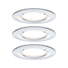 Lot de 3 spots encastrés fixes Nova LED Coin Paulmann - Rond - 3x6W - 2700 - IP44 - Chrome