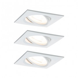 Lot de 3 spots encastrés orientables Nova LED Coin Paulmann - Carré - 6W - 2700K - 230V - Blanc